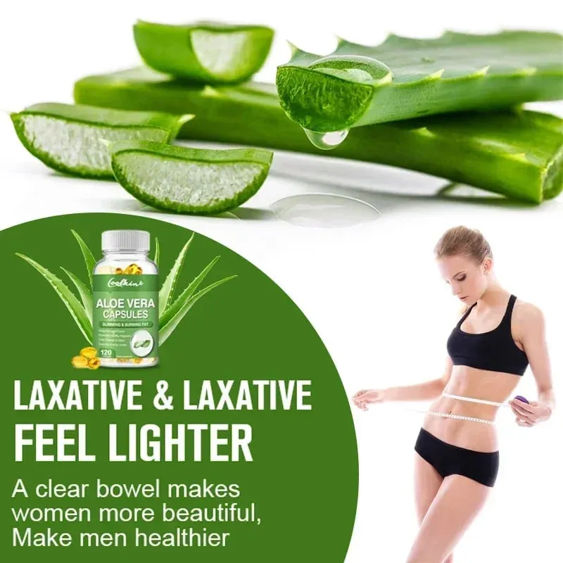 Cápsulas de extrato de Aloe Vera - Apoia a saúde digestiva e imunológica intestinal, alivia a constipação e equilibra a acidez do estômagoSu