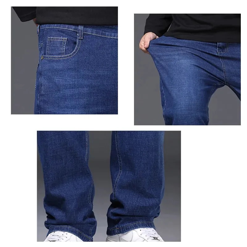 29-50 tamanhos calças de brim estiramento masculino perna reta calças jeans estendido dimensionamento azul preto streetwear relaxado ajuste para o trabalho casual novo — image 5
