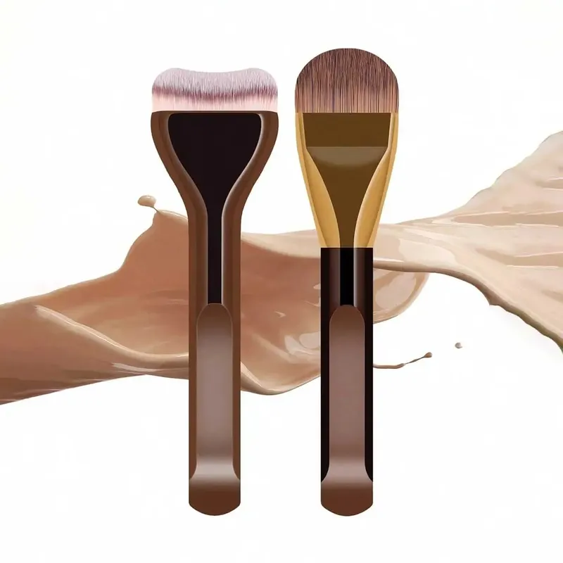 2 pçs pincéis de maquiagem fundação conjunto ultra fino máscara superior escova para creme líquido cosméticos mistura ferramenta beleza presente premium