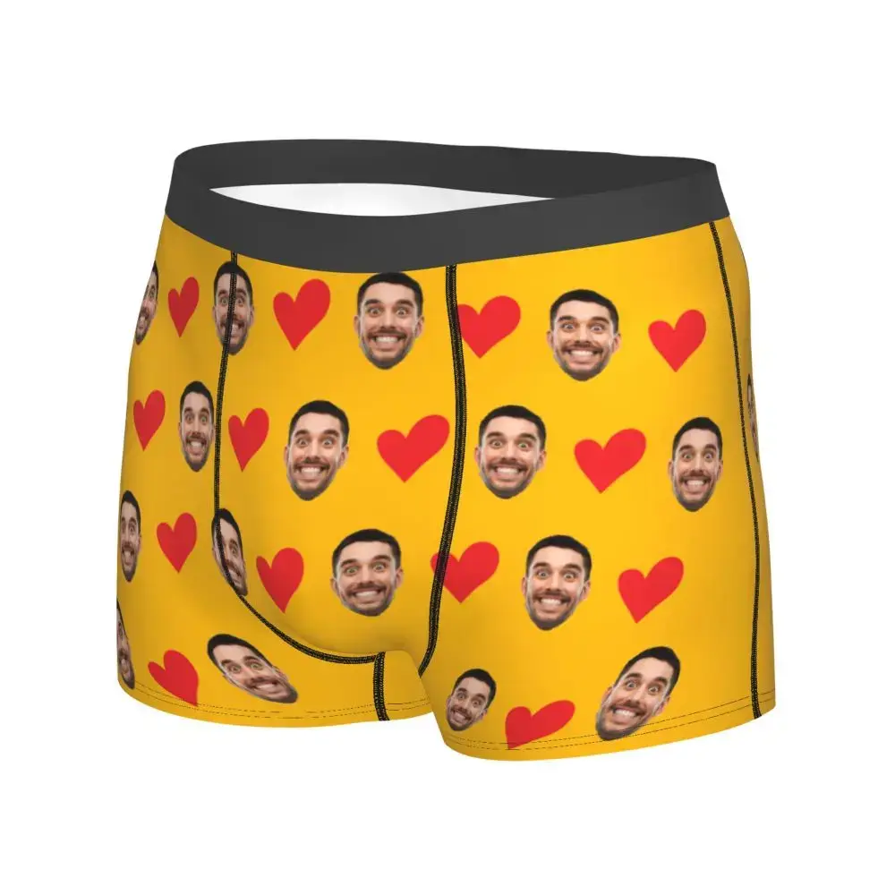 Personalized Face Photo Underwear Custom Heart Boxer Briefs Men Briefs Gift For Husband Anniversary Gift for Dad