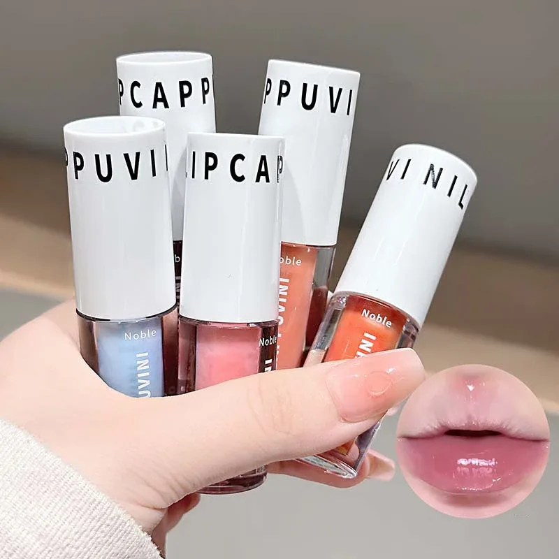 Brilho labial transparente cinza roxo, brilho labial hidratante, secagem de lábios, espelho labial, matiz, aumento, hidratante, cristal, óleo labial, maquiagem