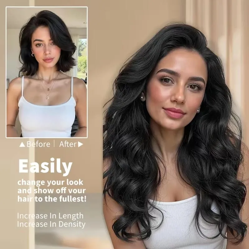 22 Polegada sintético 6 pçs/set longo encaracolado extensão do cabelo grosso macio peruca para cobertura de linha fina curta para uso diário feminino