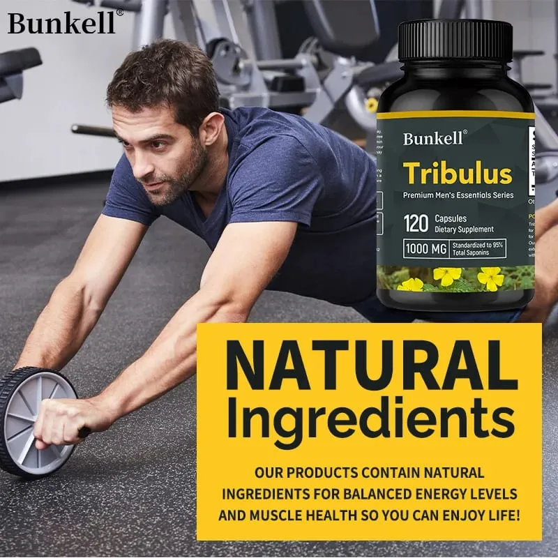 Cápsulas de Tribulus Terrestris - Aumenta a Energia, Melhora o Humor, Melhora a Resistência e o Desempenho Atlético - 120 Cápsulas