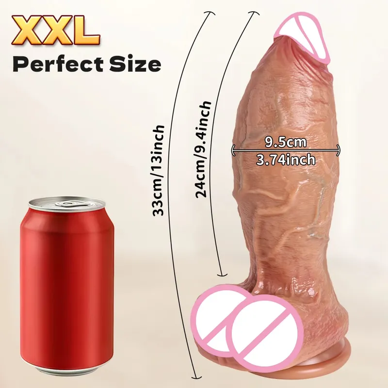 Realista macio duplo silicone grande vibrador pele simulada pênis artificial masturbação vaginal ventosa grande pau mulher brinquedo sexual — image 12
