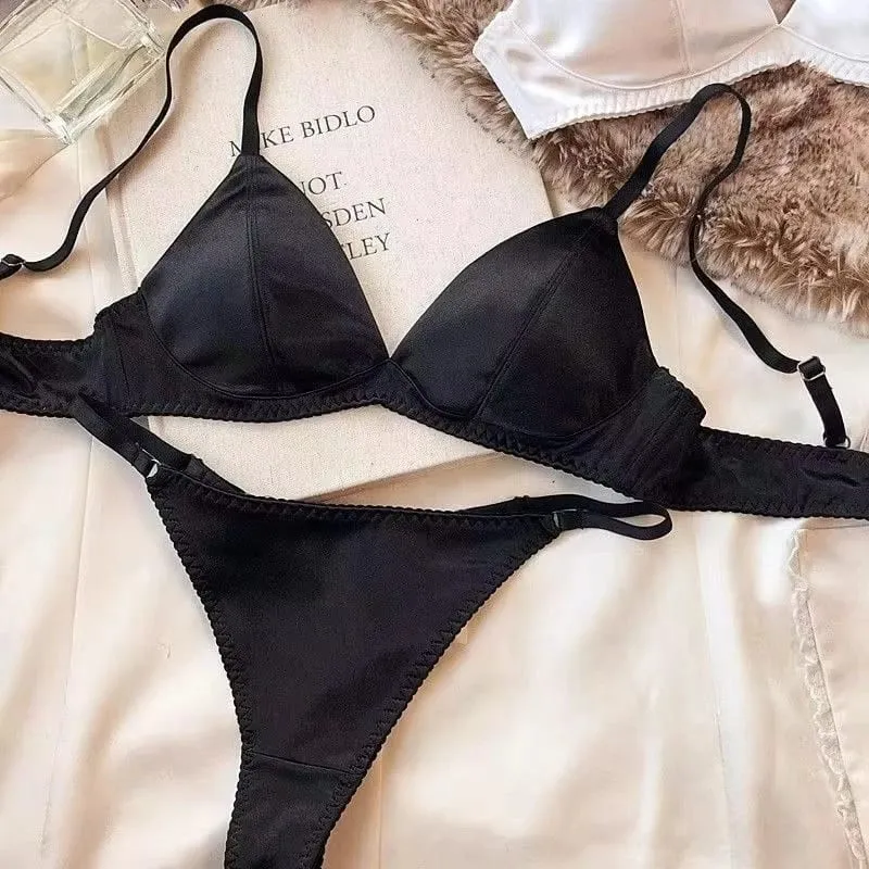 2025 French Triangle Cup Bra Comfortable Underwired Small Chest Sexy Top Support Anti-Sag lingeries sexy hot Thin Glossy Bra