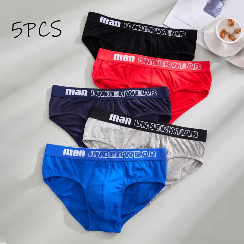 5 pçs algodão masculino casual shorts elegante monograma personalizado cuecas confortáveis cor sólida cuecas 2025 masculino sexy roupa interior