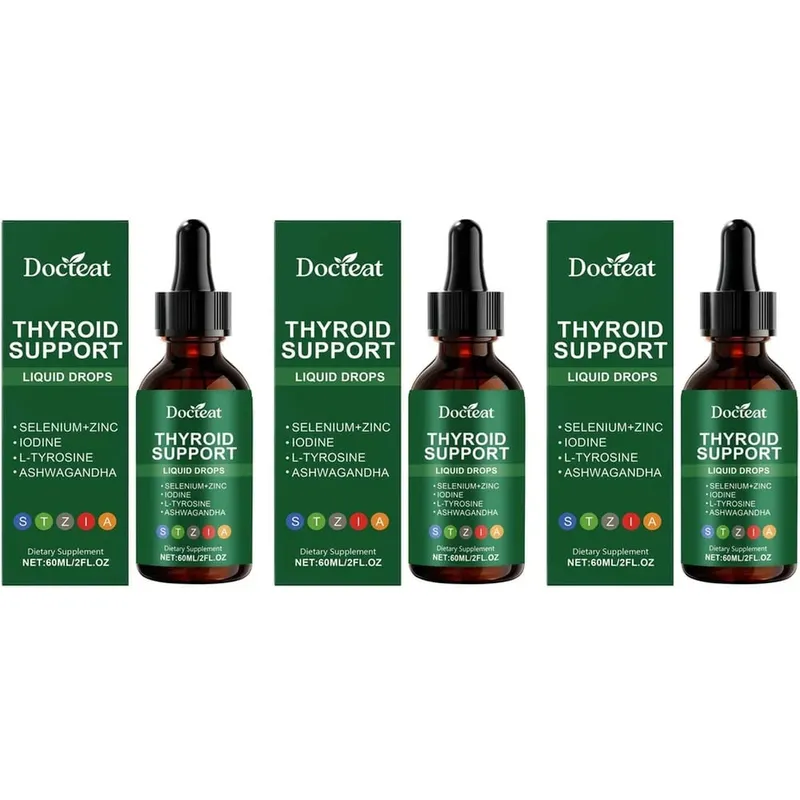 Docteat Thyroid Support Liquid Drops with Selenium Zinc Iodine L-Tyrosine & Ashwagandha Dropper Design for Daily Use 60 ML