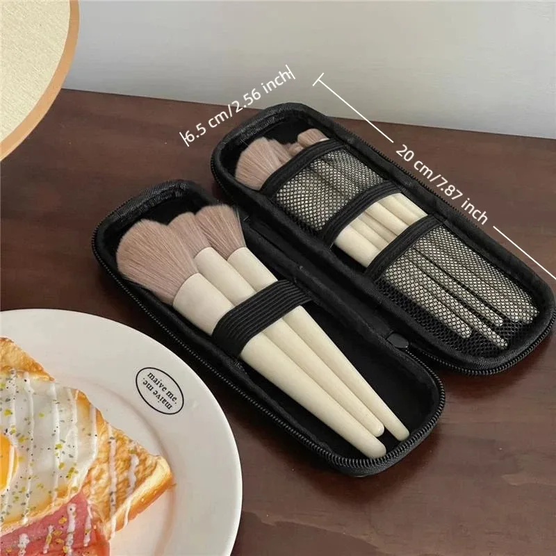 (N) Sacos de armazenamento de cosméticos pretos à prova d'água com zíper duplo estojo para pincéis de maquiagem bolsa feminina portátil suporte para pincel de viagem caixa de caneta