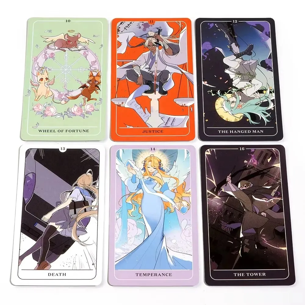 Baralho de tarô de anime de 10,3 * 6 cm Explore os arquétipos, simbolismo e magia em personagens de anime modernos