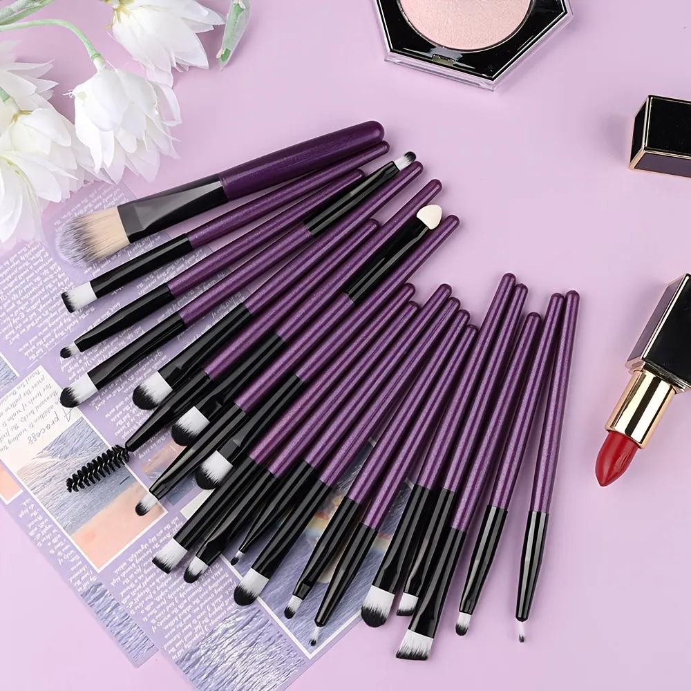 Conjunto de pincéis de maquiagem para os olhos, 20 peças, portátil, macio, ferramentas de beleza, base, sombra, delineador, multifuncional, iniciante