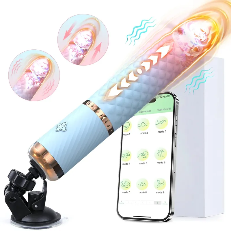 Vibrador realista de impulso telescópico automático, controle por aplicativo, máquina sexual, ponto g, estimulação do clitóris, brinquedos sexuais para mulheres