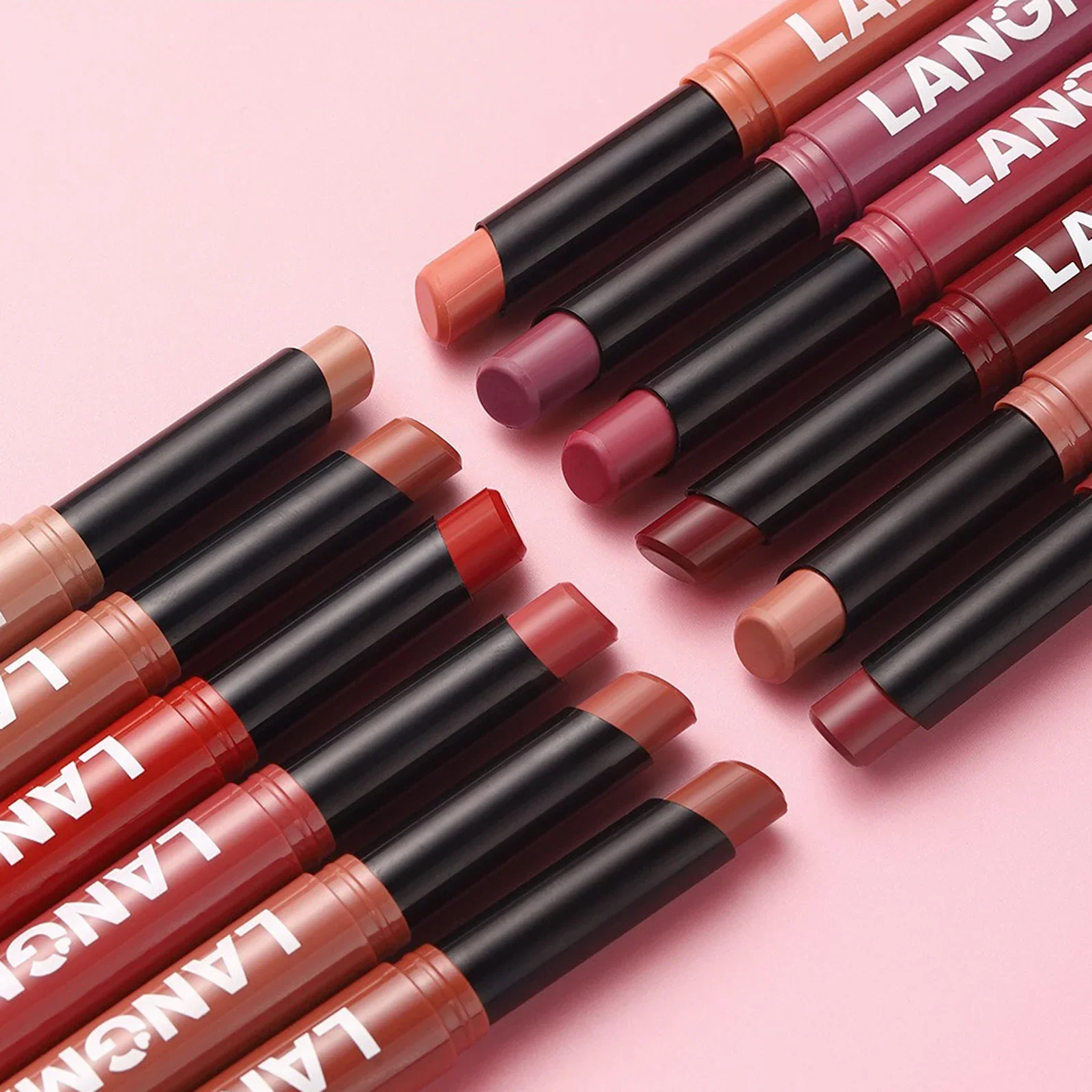 Batom rotativo de veludo fosco, batom à prova d'água de longa duração, copo antiaderente, coloração labial, cosméticos, delineador de maquiagem