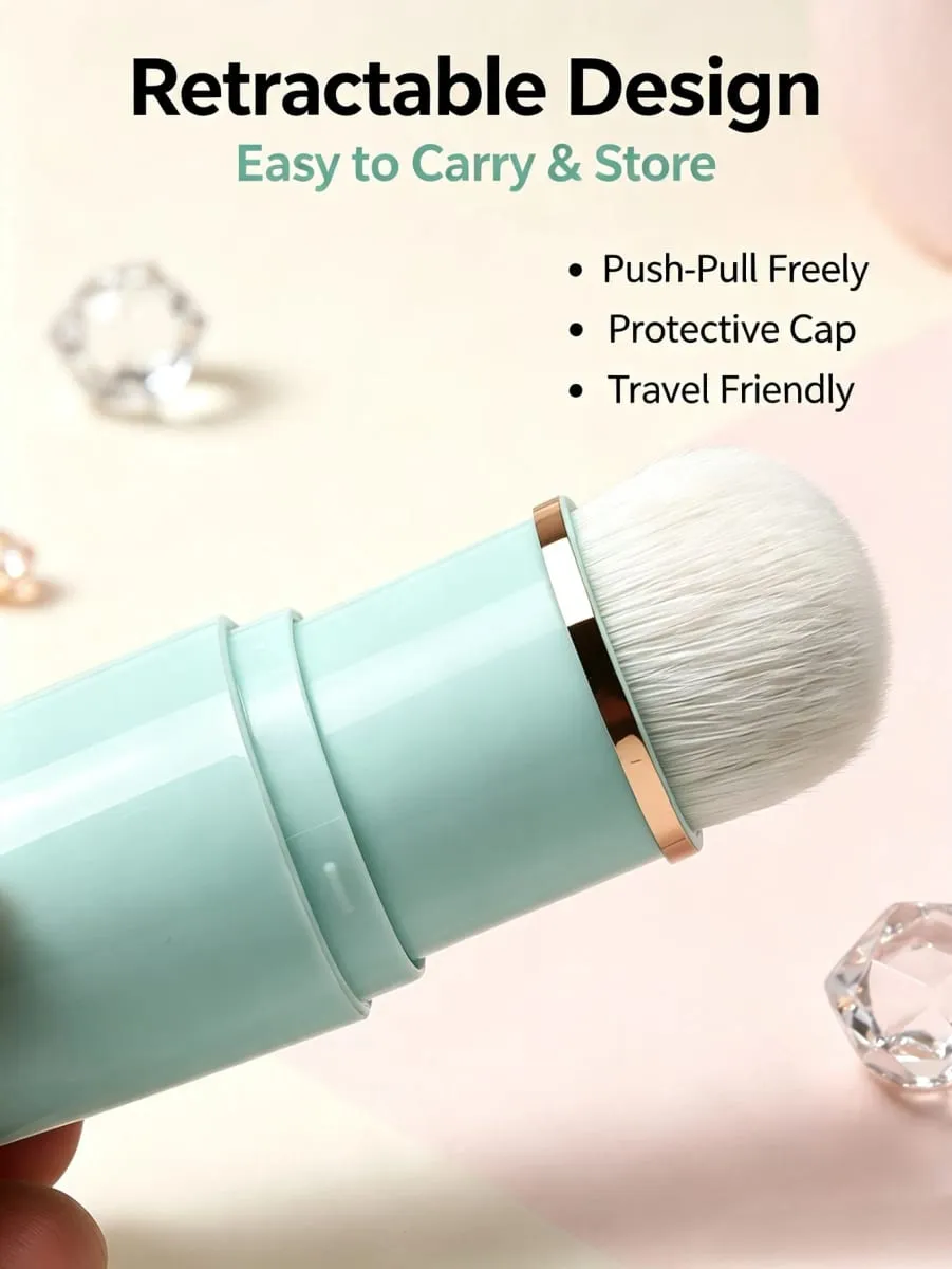 Mini pincel de maquiagem retrátil de 1 peça Pincel de base de viagem multifuncional com tampa protetora Ferramenta de maquiagem portátil adequada para corretivo, blush, contorno, retoques em movimento e como presente — image 6