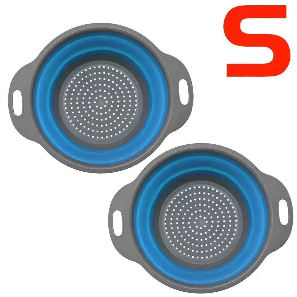 2 pçs silicone dobrável escorredor cesta frutas vegetais dobrável coador de cozinha para alimentos macarrão utensílios de cozinha dispositivo de drenagem — image 20