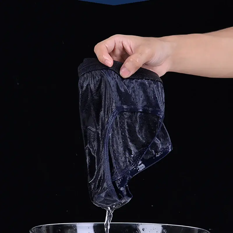 Roupa interior masculina fina respirável calcinha triangular para homens cuecas de seda gelo malha sexy calças de canto quadrado para shorts masculinos