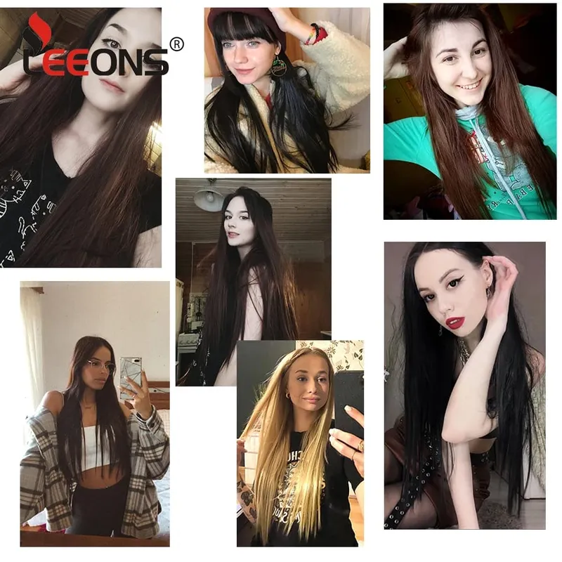 Black Clip In Extensions Straight 22" Long Synthetic Thick Clips On Hair Piece For Women 6Pcs/Set Curly Full Head Weddings Daily
