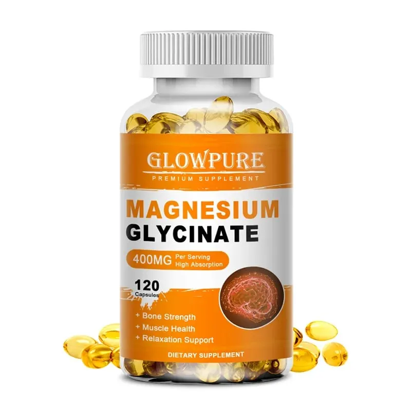 Glicinato de magnésio para sono, sistema nervoso cerebral, músculo ósseo, aliviar ansiedade, saúde cardíaca