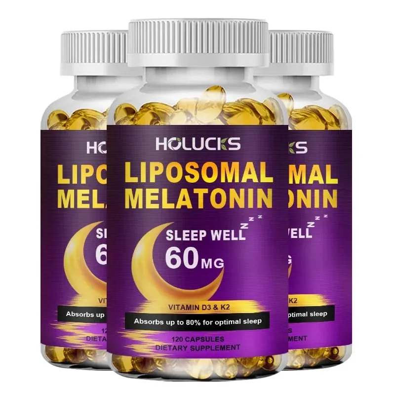 Melatonin 60mg with Vitamin D3 K2 Chamomile for Sound Sleep Cycle Immune & Antioxidant 150 Softgels Capsules