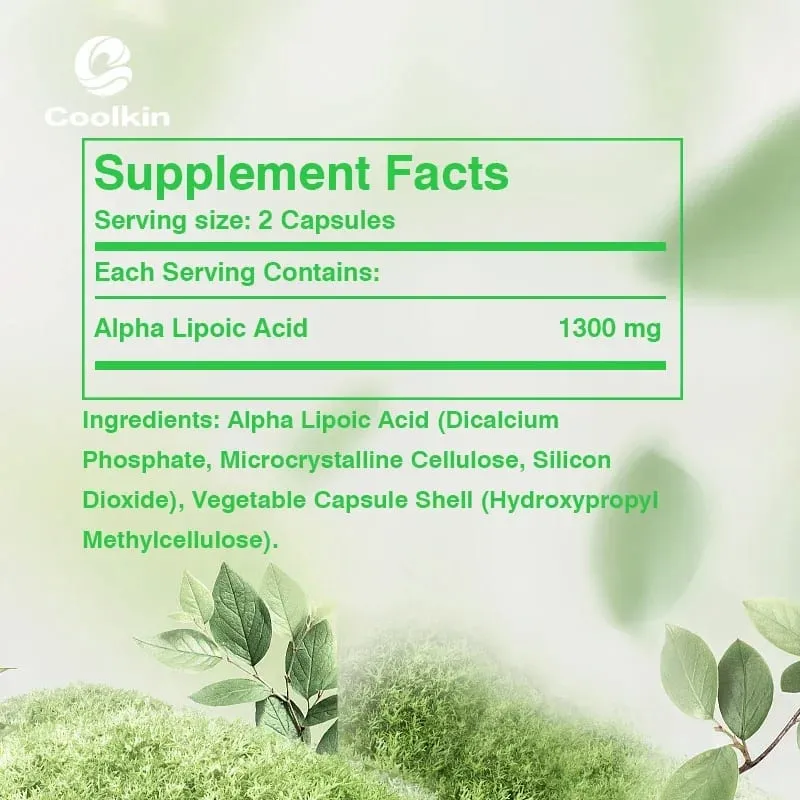 Ácido alfa lipóico - para a saúde dos nervos, circulação, função cerebral, cognição, suporte, suplemento nutricional antioxidante