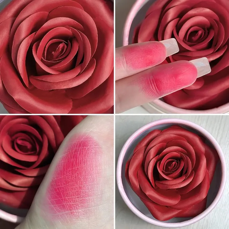 Conjunto de pincéis para blush e iluminador de pétalas de 4 cores – Aquarela difusa Flush Cloud Skin Brilho natural Construível Textura macia Primavera