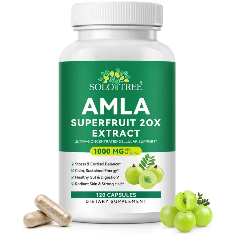 Amla Superfruit 20x Extrato Cápsulas com Phyllanthus Emblica para Promove Energia Calma Saúde Digestiva Pele/Cabelo Radiante 120Ct