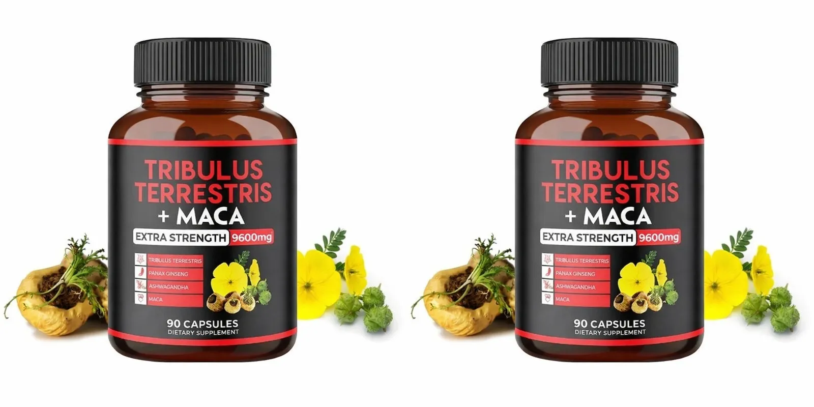 Suplemento de Tribulus Terrestris + Extrato de Raiz de Maca Apoia a Vitalidade Energética Saúde Natural de Ervas Não-OGM 90 Cápsulas Veganas