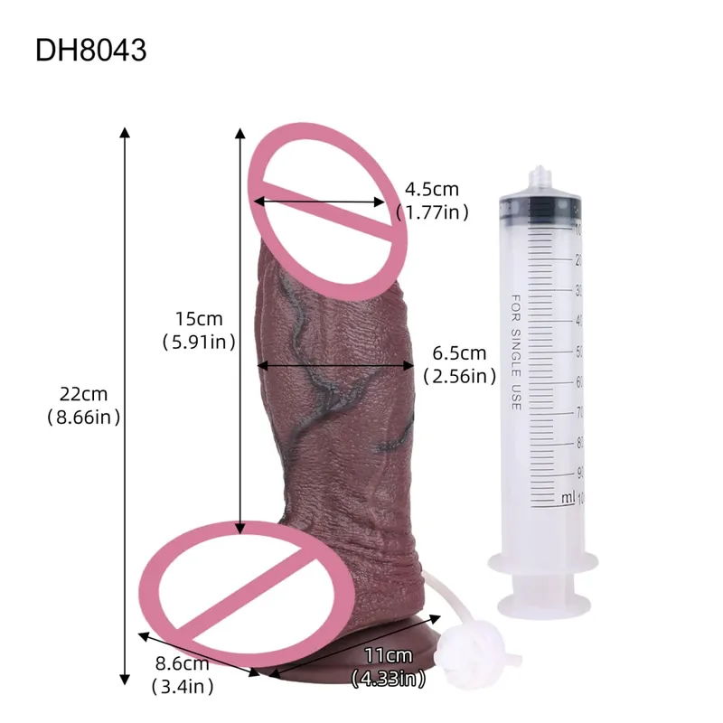 Silicone realista camadas duplas ejaculando pênis esguichando vibrador longo com otário brinquedos sexuais anal para homens mulheres masturbador