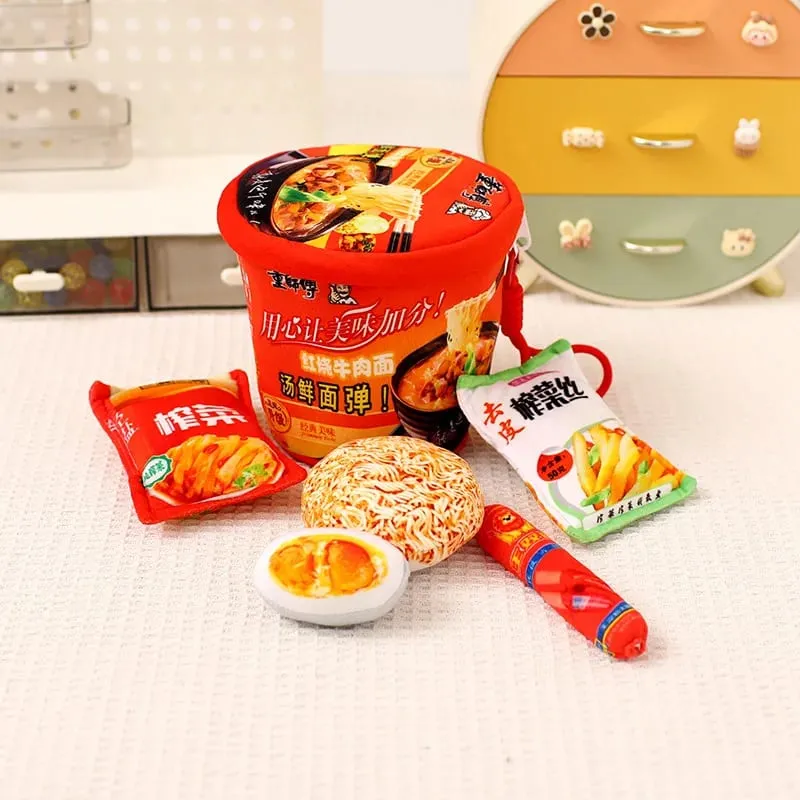 Simulação realista série de macarrão brinquedos de pelúcia criativo recheado macio balde de macarrão instantâneo travesseiro engraçado para meninas presente decoração de casa