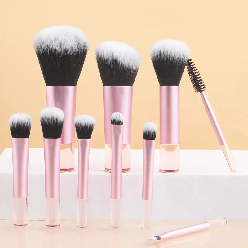 10 pçs mini conjunto de escova de maquiagem em pó sombra fundação blush liquidificador corretivo beleza ferramentas de maquiagem escova suprimentos profissionais