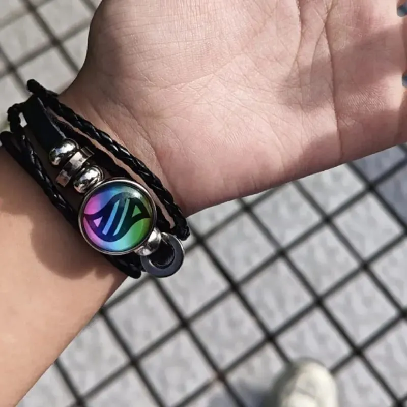 Pokémon Mega Stone Key Chain Anime Peripheral Creativity Exquisite Fashion Black Leather Rope Buckle Key Chain Trend