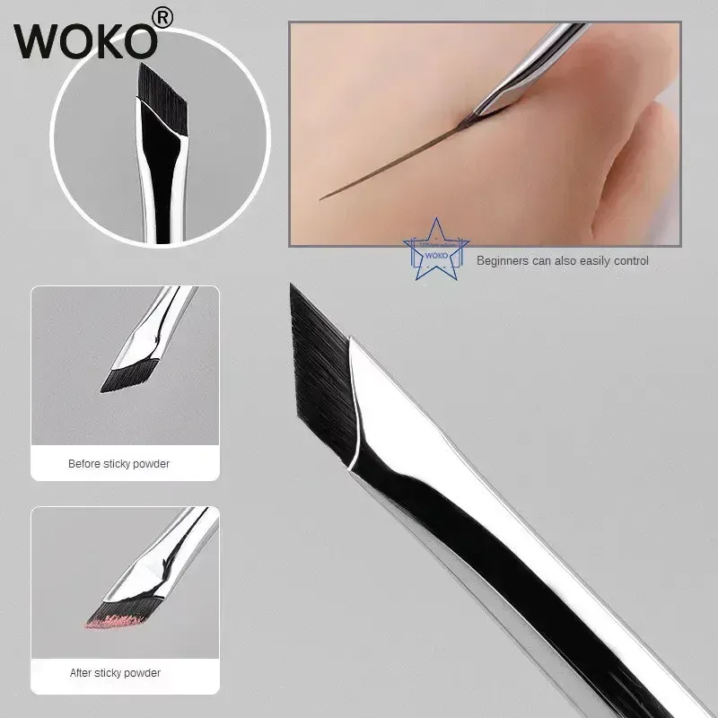 Pincel de delineador com lâmina atualizada, pincel ultrafino de ângulo fino e plano para sobrancelha sob os olhos, pincel de maquiagem com detalhes precisos