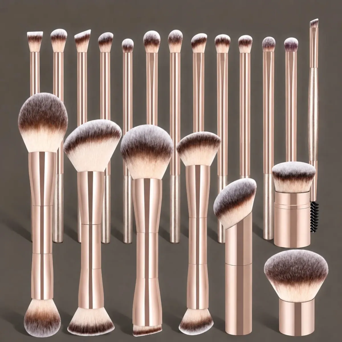 20-Piece Professional Makeup Brushes Set Metal Handle Wand With Velvet Pouch Soft Foundation Powder Blush Eyeshadow Eyebrow B