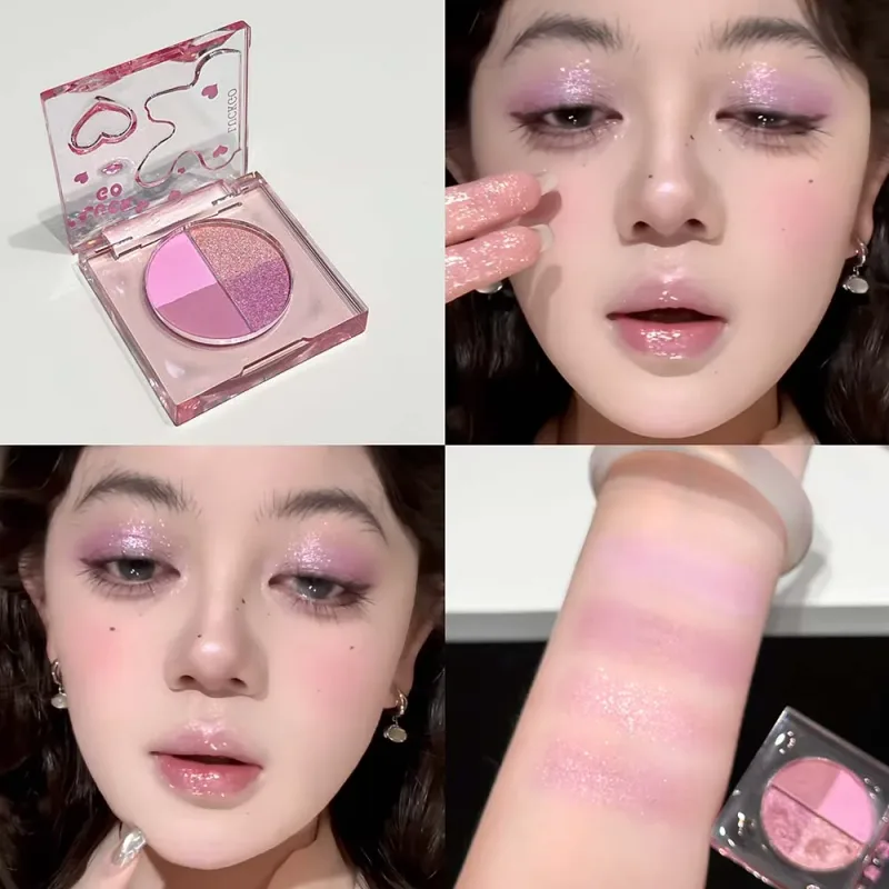 Paleta de sombras com glitter diamante de quatro cores, mini rosa, laranja, fosca, sombra de olhos brilhante, pigmentos, iluminador, maquiagem, cosméticos
