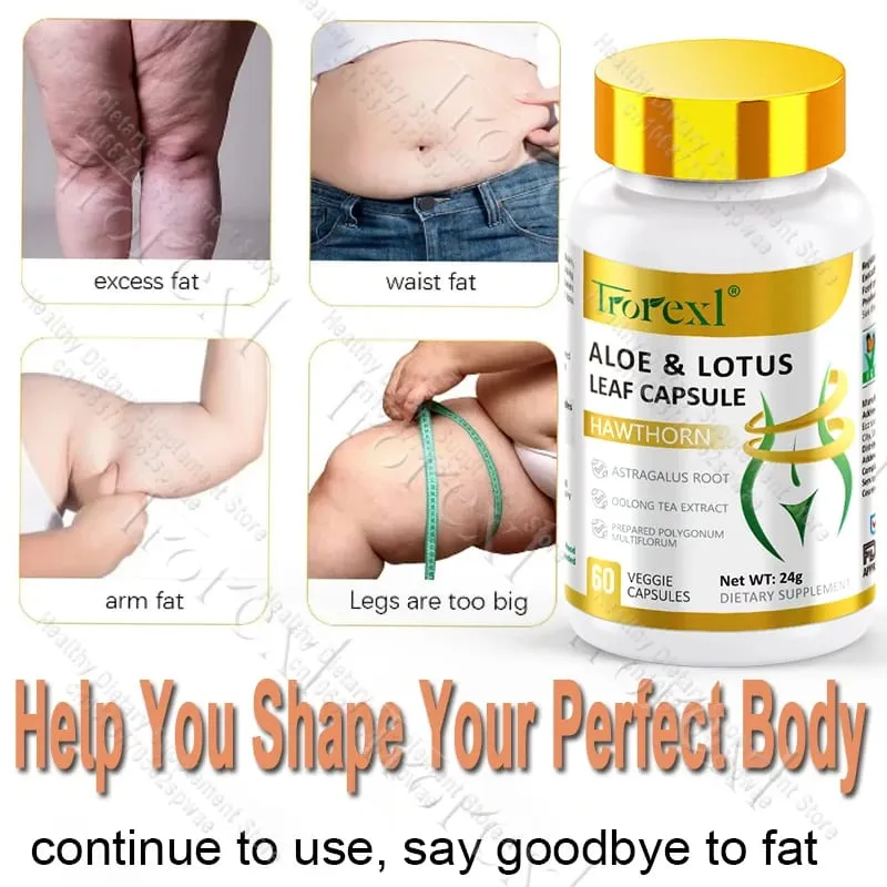 Cápsulas de folhas de aloe e lótus pílulas para barriga lisa supressor de apetite desintoxicação preserva magra