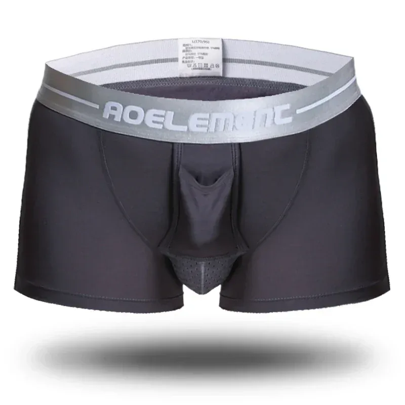 Bala roupa interior separada masculina ventilada verão cuecas secas saco de seda gelo boxers saudáveis
