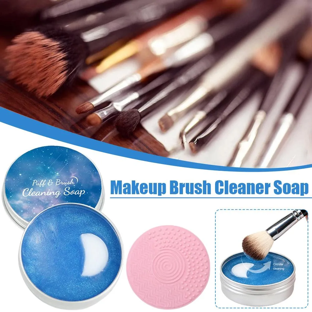Sabonete limpador de pincel de maquiagem com tapete de silicone limpa profundamente a maquiagem à prova d'água para pincéis e esponjas de maquiagem sintética e natural