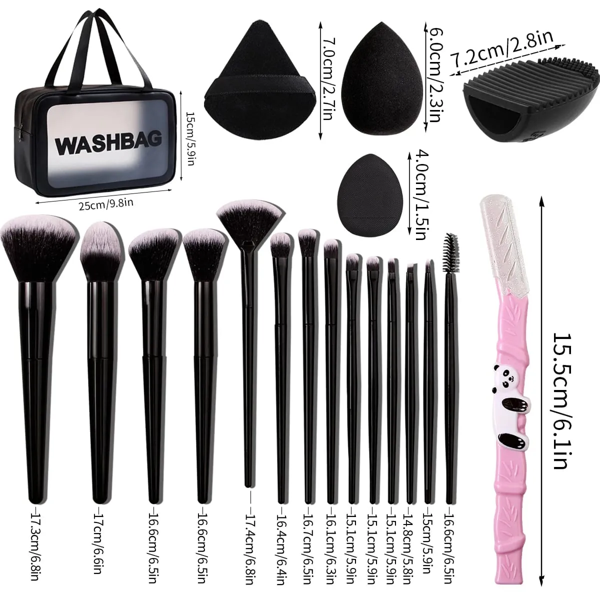 27/14/9/1PCS Professional Makeup Brush Set 14 Brushes Makeup Sponge Powder Puff Makeup Bag Eyebrow Razor Cleaning Tools