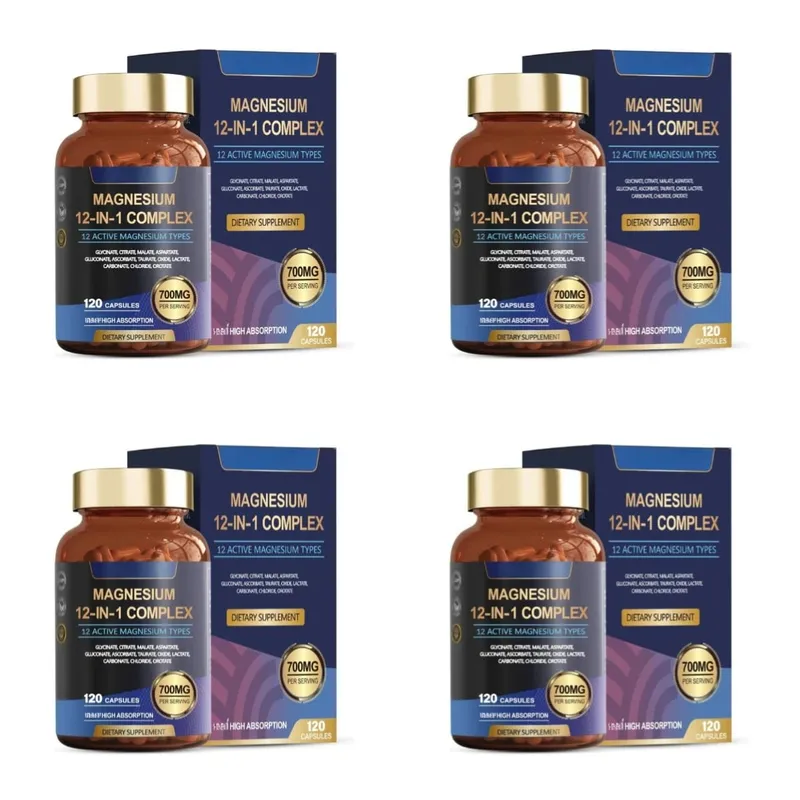 Magnesium 12-In-1 Complex Capsules 12 Active Magnesium Types High Absorption Glycinate Citrate Forms 120 Capsules