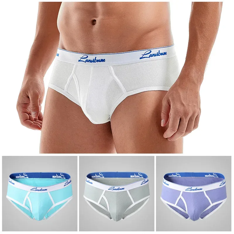 1/3 PCS Nova Roupa Interior Masculina Meados de Cintura Fio de Algodão Respirável Cor Sólida Roupa Interior Juvenil Calças Triângulo Masculinas