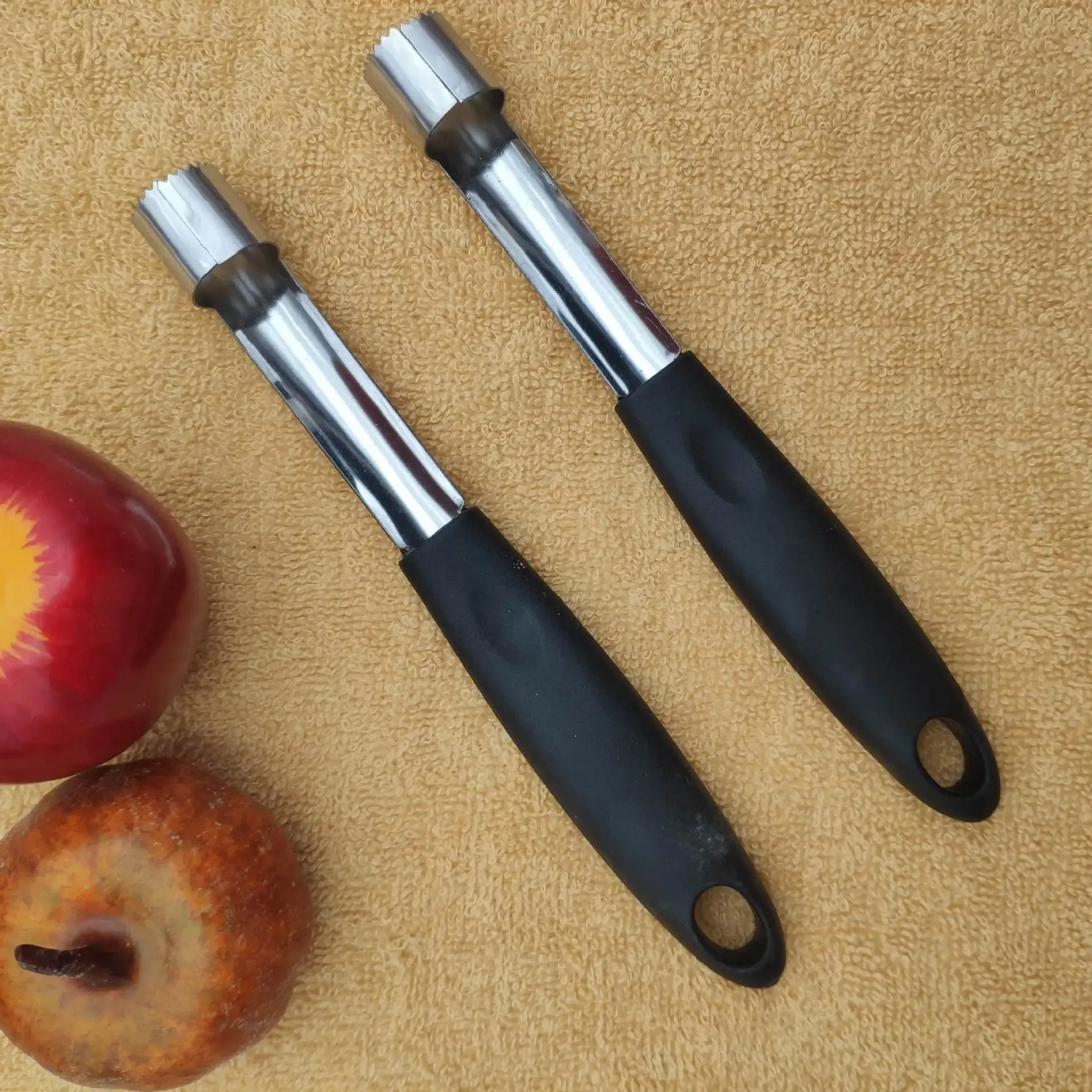 Extrator de núcleo de frutas em aço inoxidável, aparelho de cozinha, maçã, pêra, extrator de núcleo de frutas, cozinha doméstica, alça de plástico, 1 peça