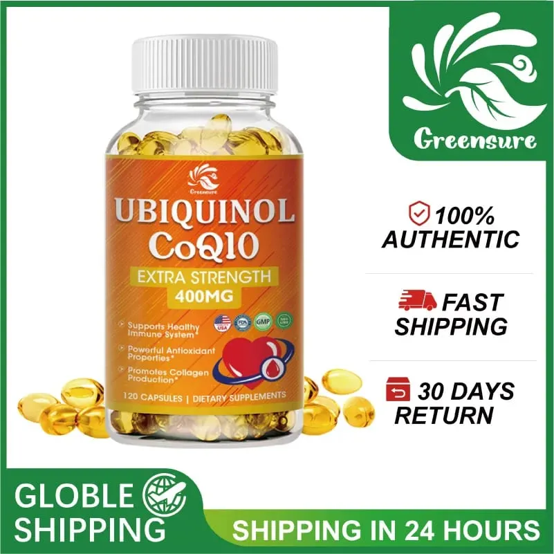 Greensure 400mg Absorbable Coenzyme Q10 Capsules 60/120 Vegetable Capsules - Protective Antioxidant — image 1