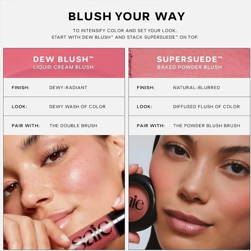 Saie Blush Líquido Hidratante Blendable Orvalhado FRIO Edificável Luminoso Multiuso Cheek Lip Tint Blush para todos os tons de pele sensíveis