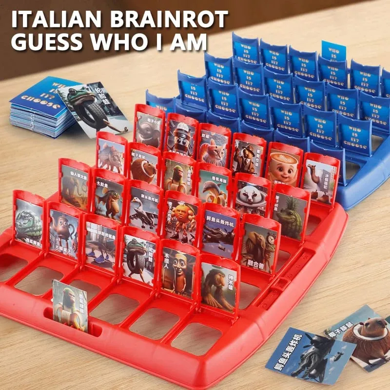 Adivinhe quem eu sou jogo de tabuleiro 2 jogadores jogo de cartas de personagem interativo bandeja portátil jogo de quebra-cabeça festa de família jogo de mesa