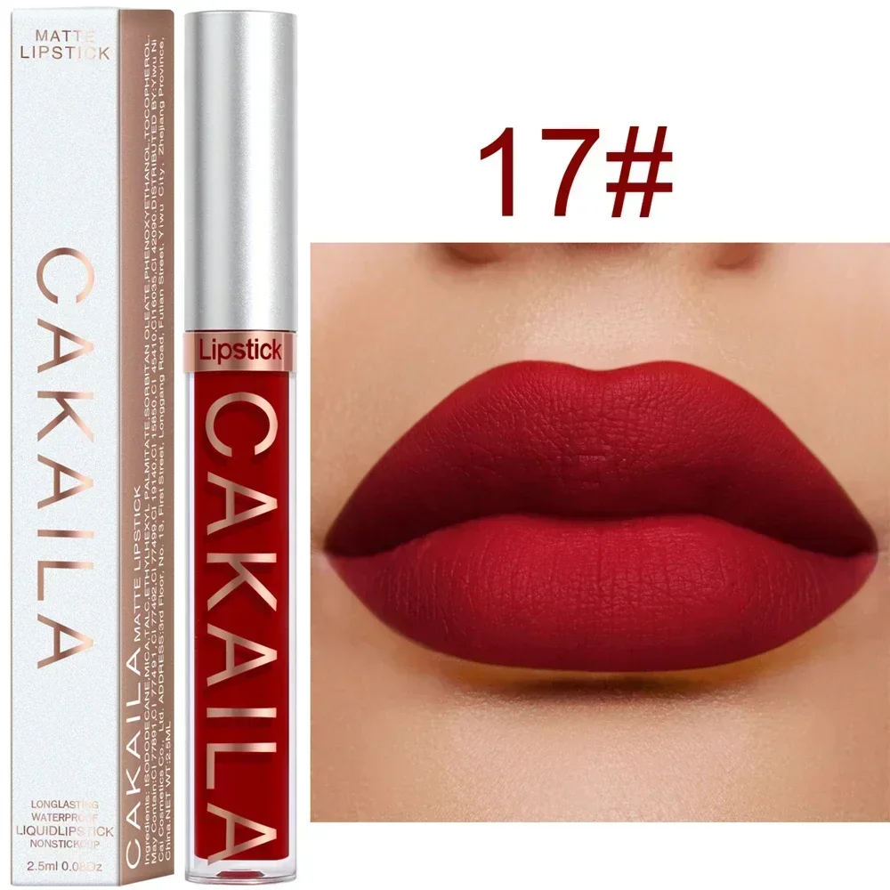Matte Velvet Lip Glaze Tahan Lama Gincu Cecair Licin Sutera Tidak Mudah Luntur Lip Gloss Makeup Seksi Untuk Wanita Tint Bibir