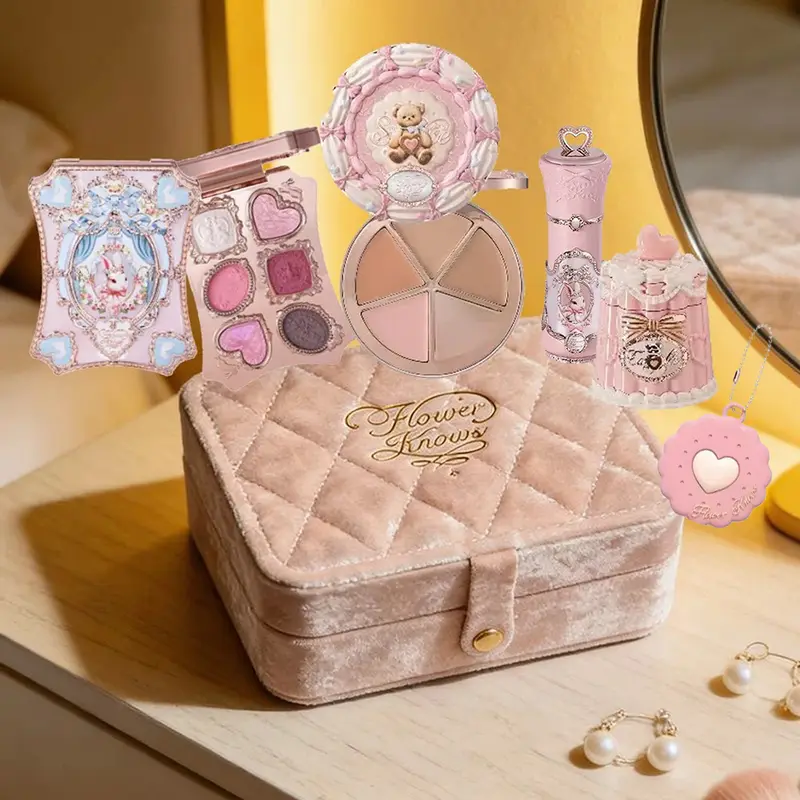 Flor sabe caixa de presente de maquiagem paleta de sombra cintilante cupido delineador labial cobertura completa corretivo tudo-em-um kit de beleza