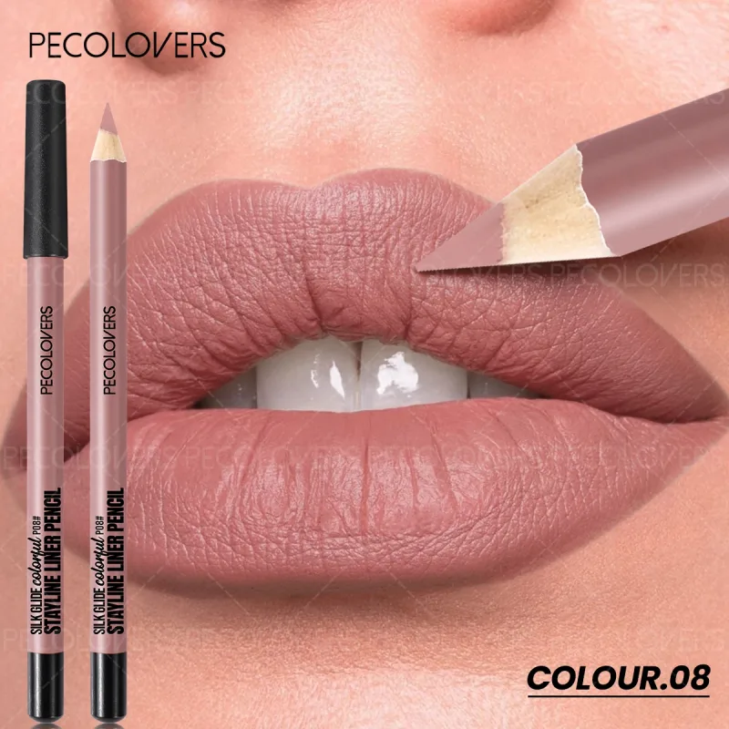 Delineador labial fosco, segundo contorno labial, lábios volumosos e charmosos, sem secagem, cosméticos labiais à prova d'água, adequados para iniciantes