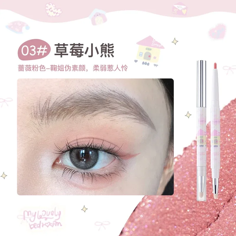 Eyeliner Gel Pen Double Head Silkworm Shadow Eye Shadow Pencil Set for Women Waterline Waterproof Smudge Proof