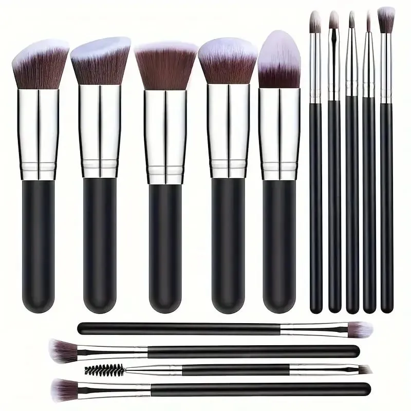 14 pçs pincéis de maquiagem conjunto profissional fundação sombra de olho corretivos mistura blush escova kabuki macio fofo feminino ferramenta beleza — image 13