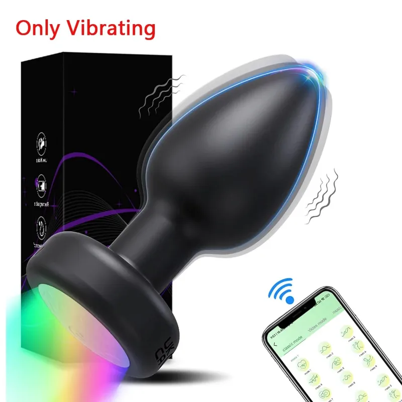 Plugue anal vibratório com rotação de led, controle por aplicativo, para mulheres, vibrador anal, plugue anal para homens gays, brinquedo sexual de interação para casais