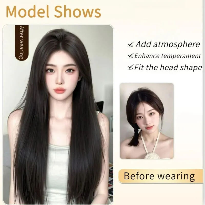 3 ピース/セット合成ロングストレートクリップインヘアエクステンション軽量安全な BB クリップ目に見えないシームレスなクリップかつら